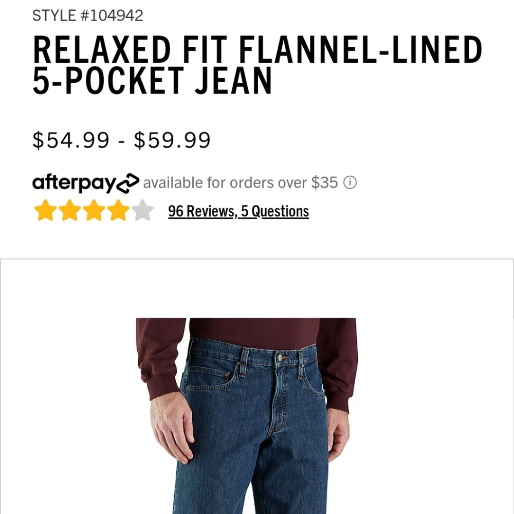 Flannel lined Men's Carhartt Jean's size 42x32